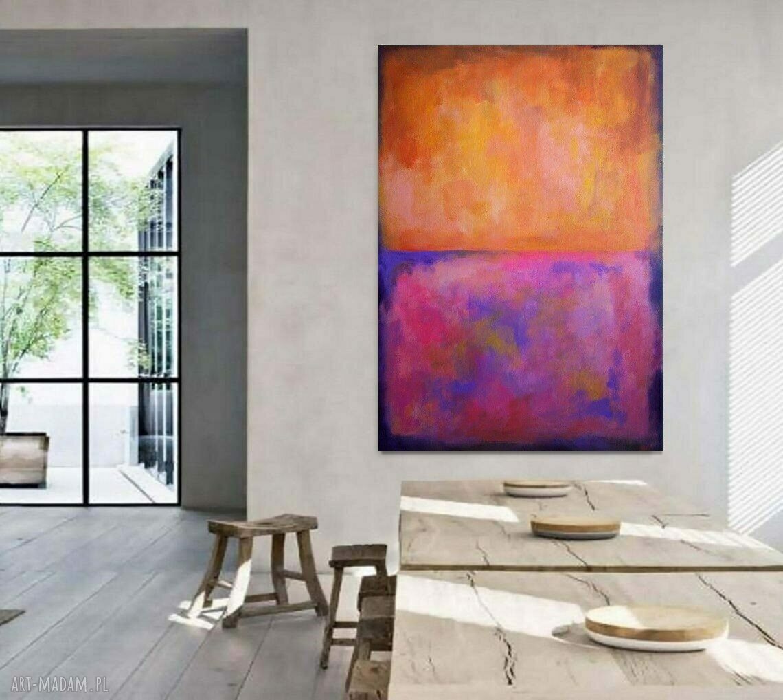 Różowo-pomarańczowa abstrakcja - akrylowy obraz 50x70 cm