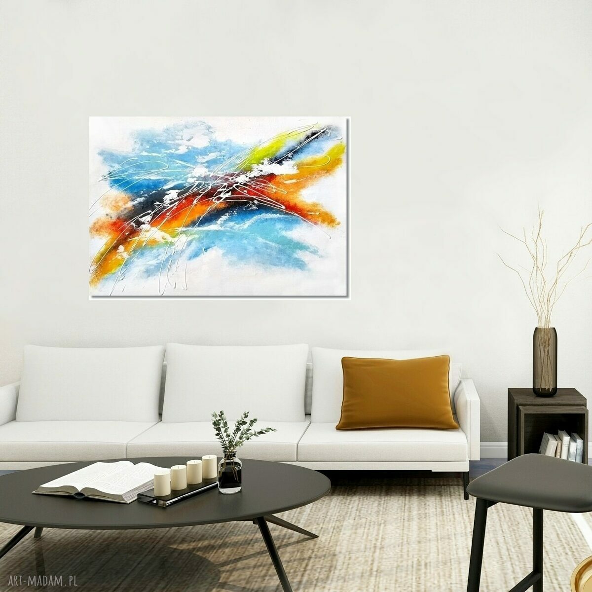 Abstrakcja SPX - nowoczesny obraz ręcznie malowany na płótnie do salonu 120x80 cm