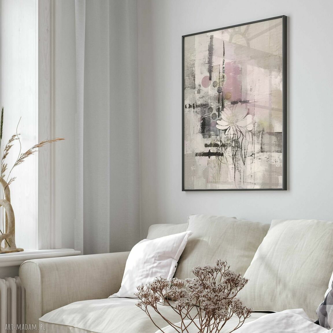 Tryptyk abstrakcja i kwiaty 50x70 cm - zestaw 3 plakatów