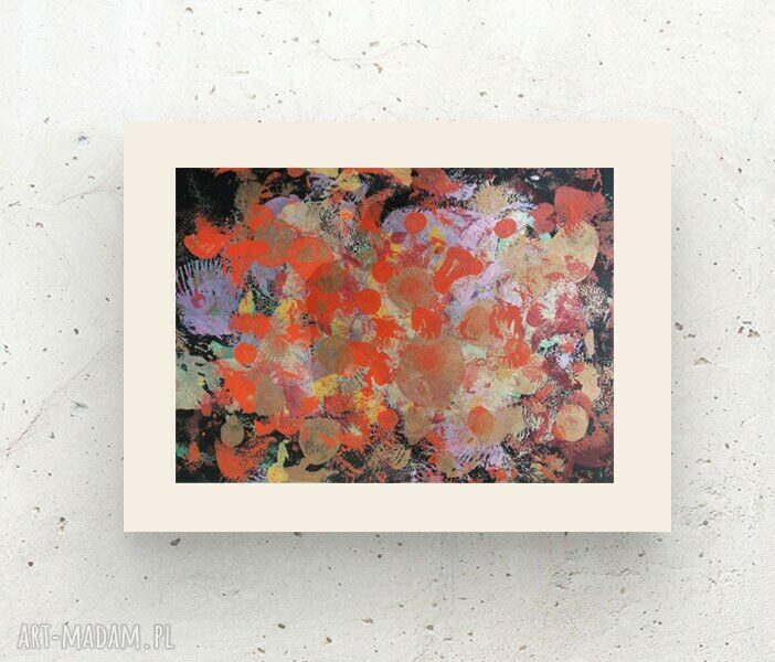 Abstrakcja w ciepłych kolorach - nowoczesna dekoracja na ścianę 30x40 cm