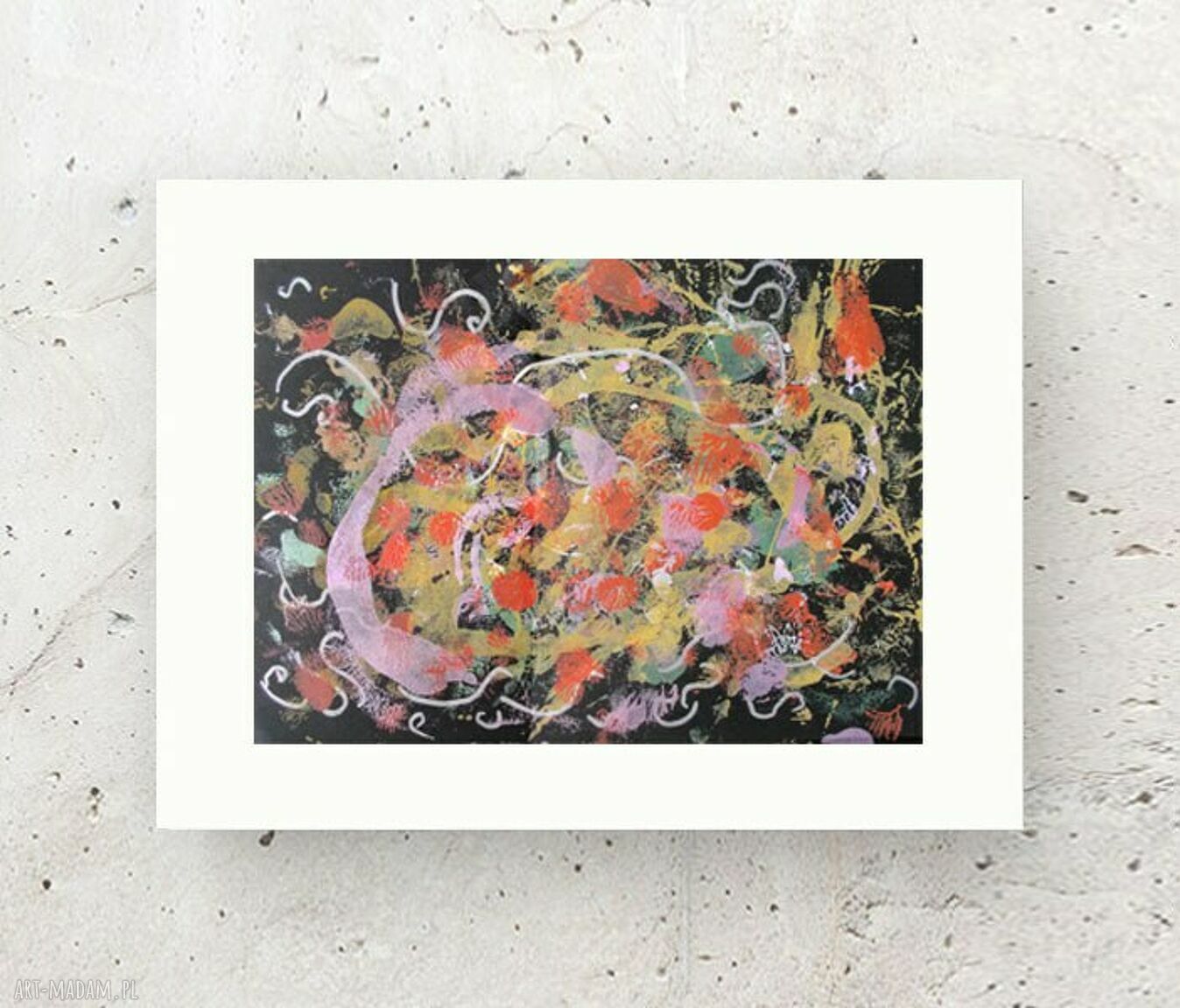 Nowoczesna abstrakcja w ciepłych kolorach do salonu (30x40 cm)