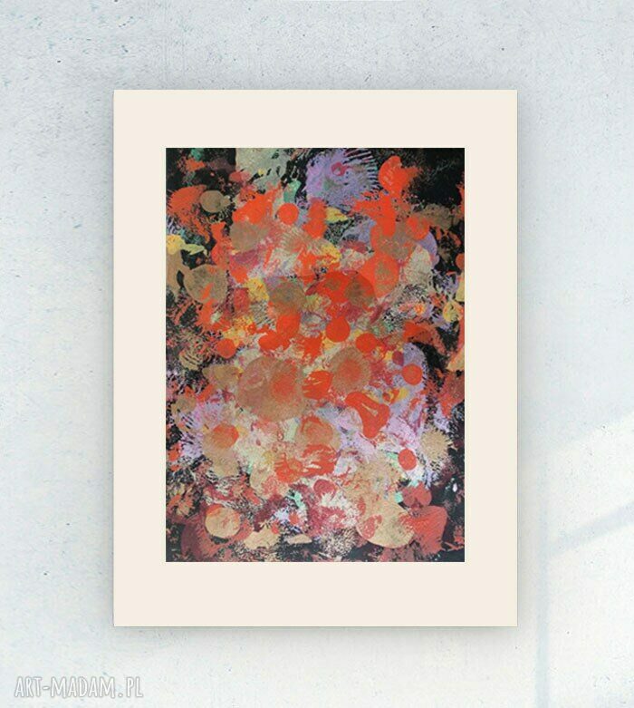 Abstrakcja w ciepłych kolorach - nowoczesna dekoracja na ścianę 30x40 cm