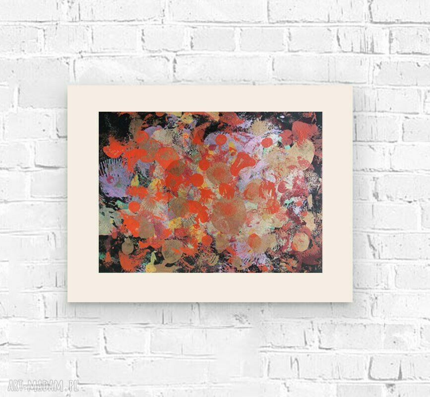 Abstrakcja w ciepłych kolorach - nowoczesna dekoracja na ścianę 30x40 cm