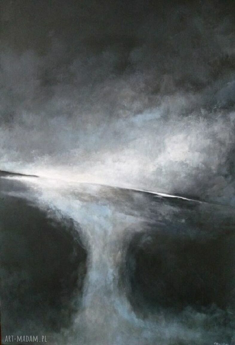 Abstrakcja w czerni i bieli - obraz akrylowy 70x100 cm, gotowy do powieszenia