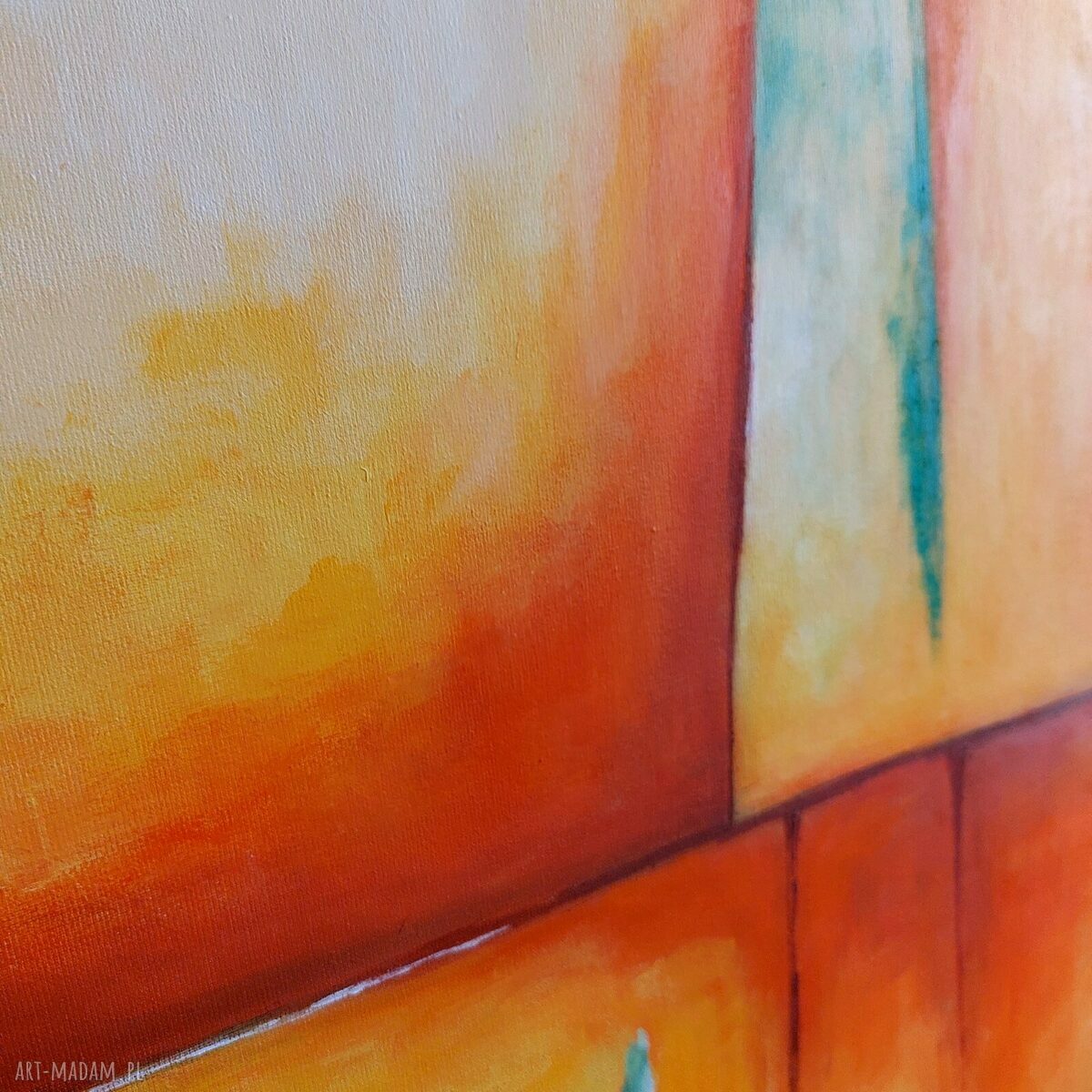 Abstrakcja w pomarańczach - nowoczesny obraz akrylowy 60x60 cm