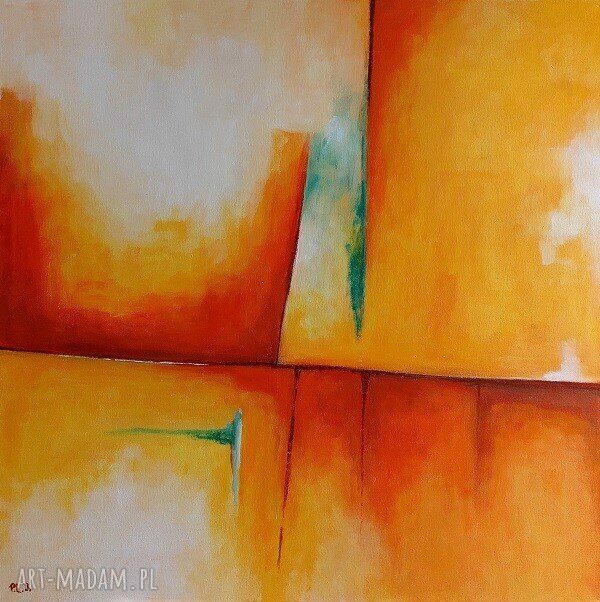 Abstrakcja w pomarańczach - nowoczesny obraz akrylowy 60x60 cm