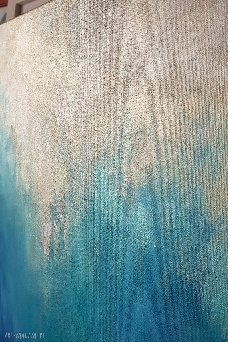 Abstrakcja w zieleniach i złocie - obraz akrylowy 30 x 40 cm