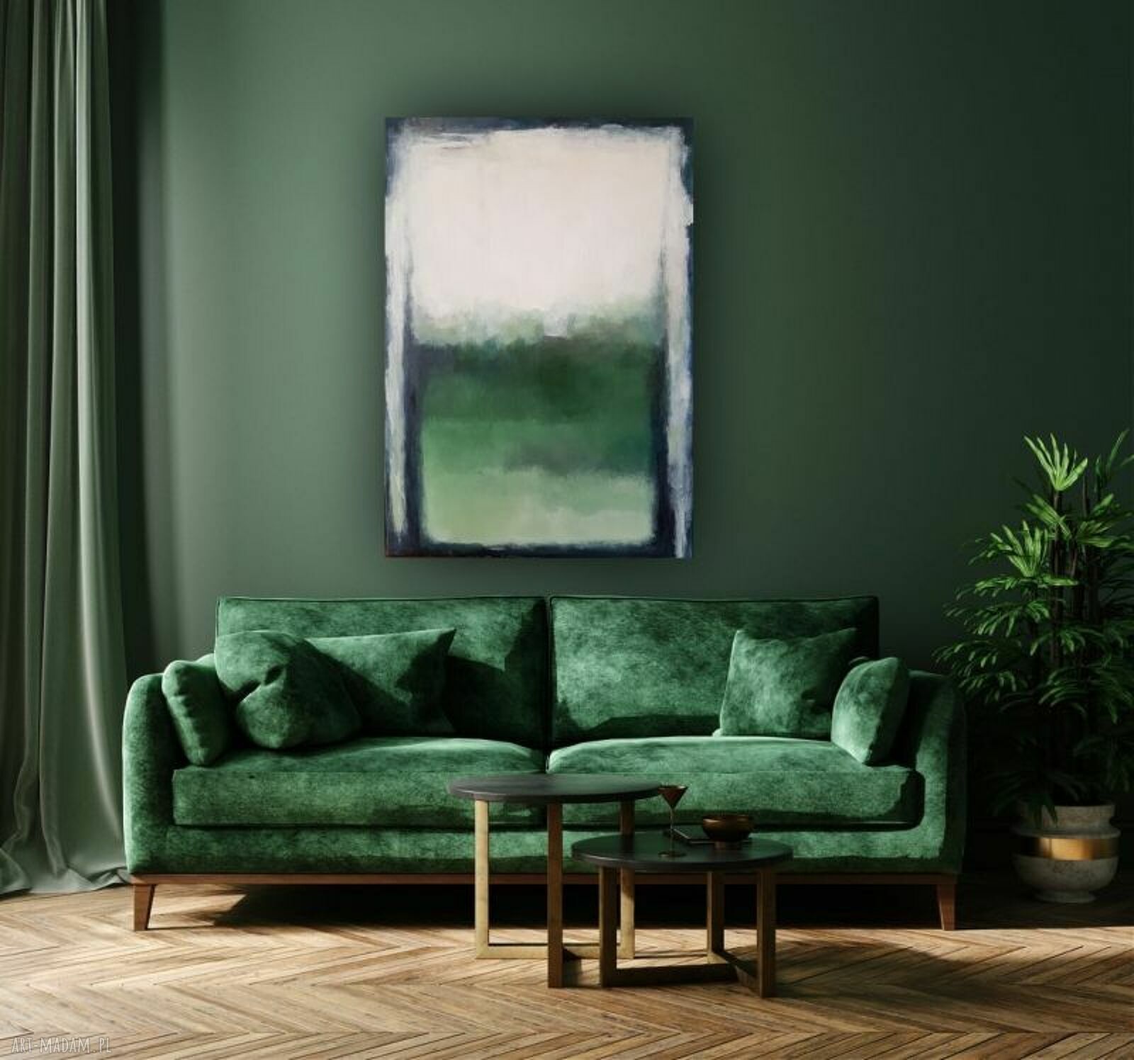 Abstrakcja w zieleniach - obraz akrylowy 100x70 cm