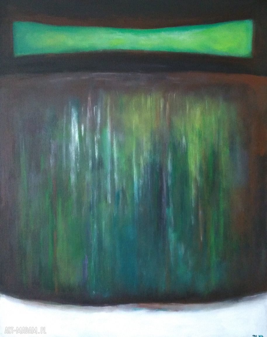 Abstrakcja w zieleniach - obraz akrylowy na płótnie 50x40 cm
