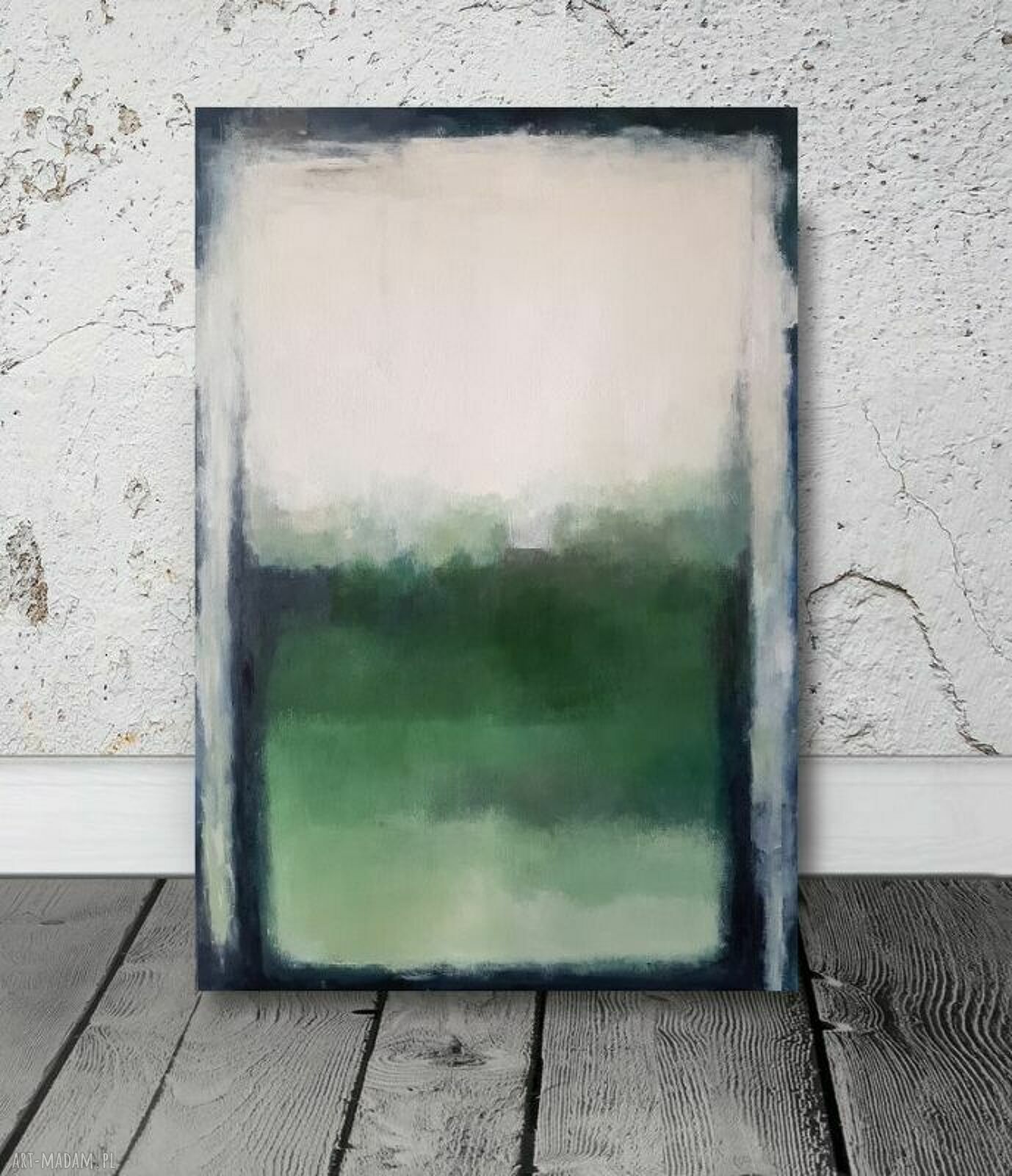 Abstrakcja w zieleniach - obraz akrylowy 100x70 cm