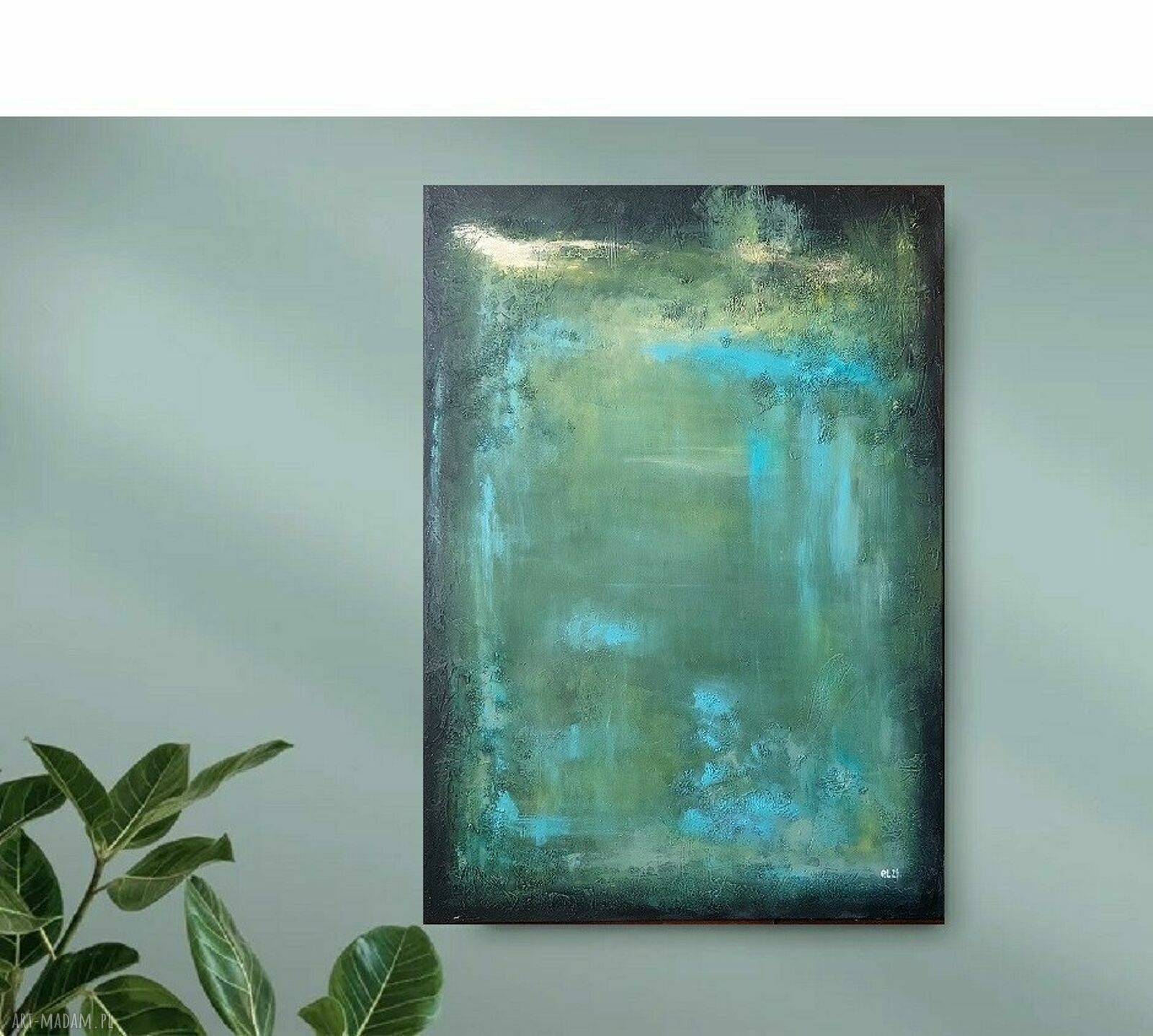 Abstrakcja w zieleniach - obraz akrylowy na płótnie 100x70 cm