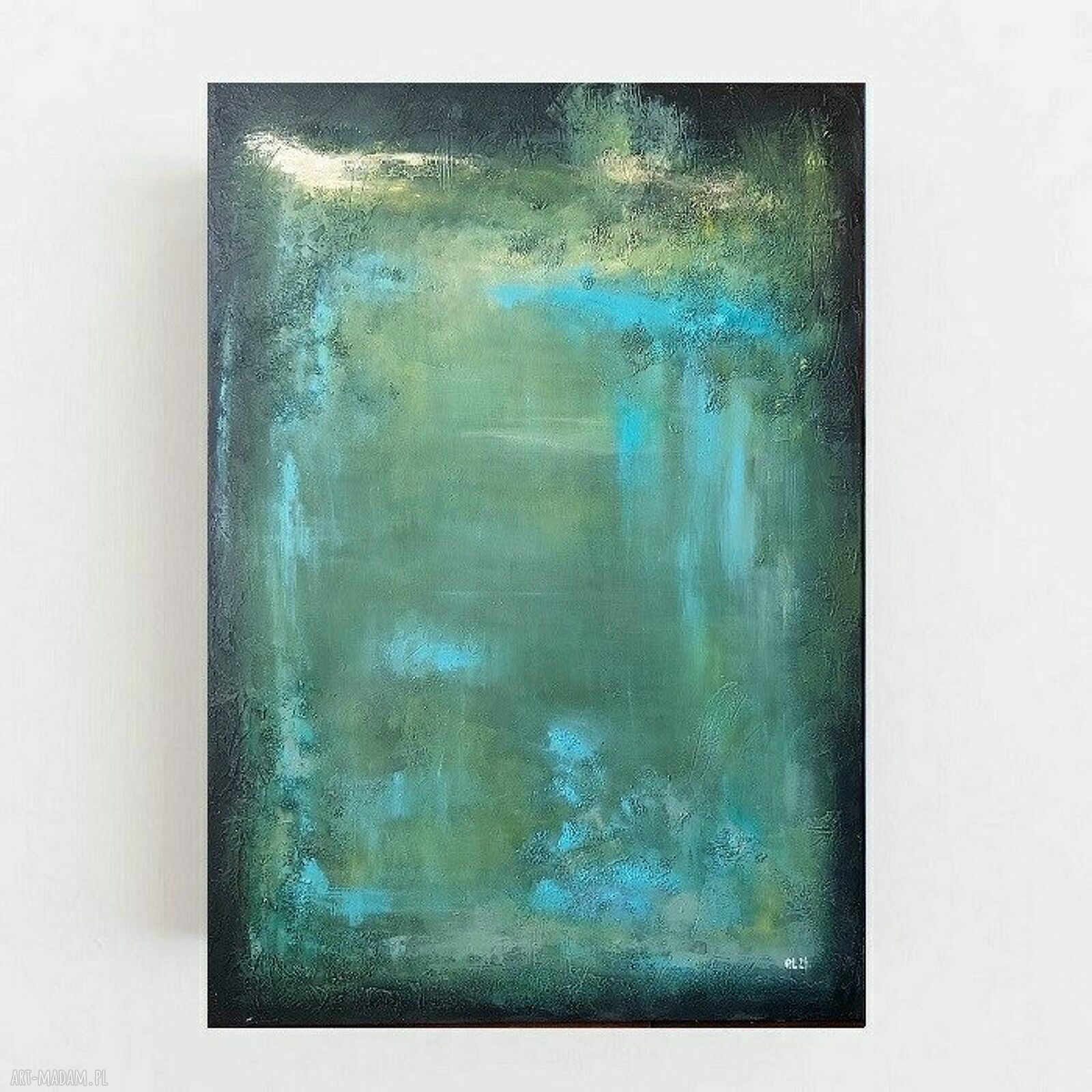 Abstrakcja w zieleniach - obraz akrylowy na płótnie 100x70 cm