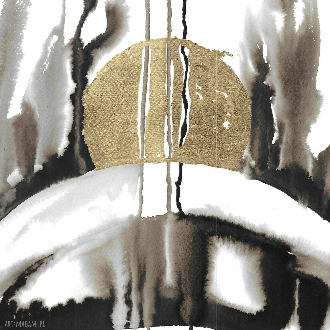 Abstrakcja „Z natury” - malowana i złocona ręcznie (53 x 25 cm)