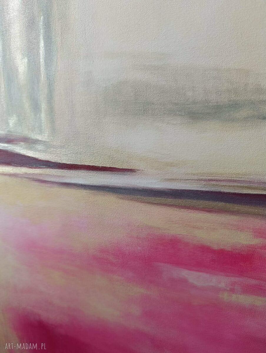 Abstrakcja róż i złoto - obraz akrylowy 60x50 cm