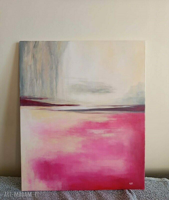 Abstrakcja róż i złoto - obraz akrylowy 60x50 cm