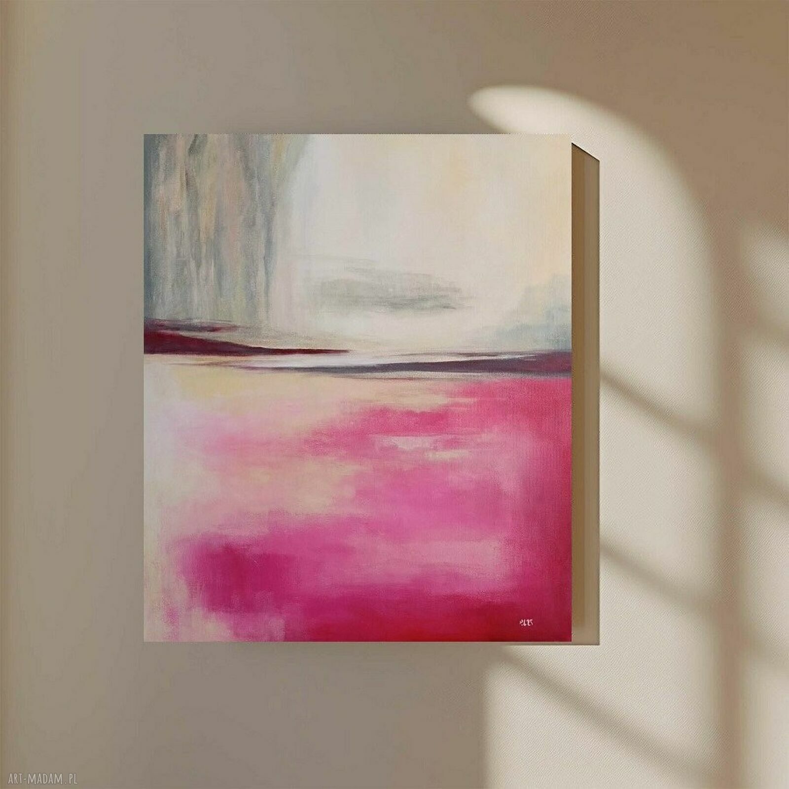 Abstrakcja róż i złoto - obraz akrylowy 60x50 cm