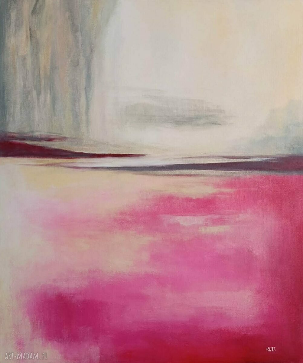 Abstrakcja róż i złoto - obraz akrylowy 60x50 cm