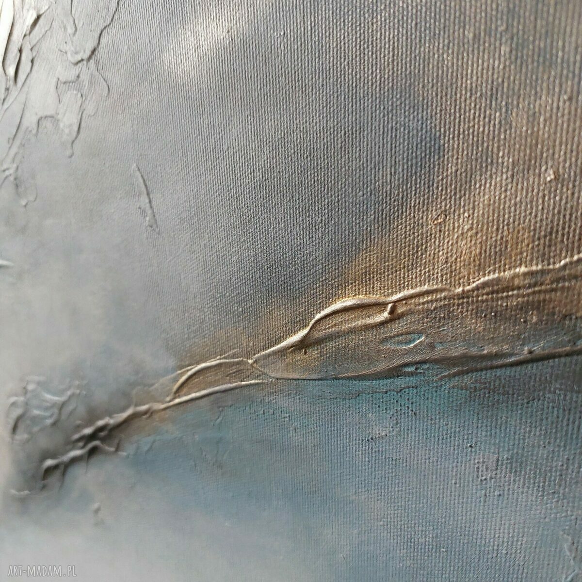 Abstrakcja ze złotem - obraz akrylowy 90x90 cm na płótnie