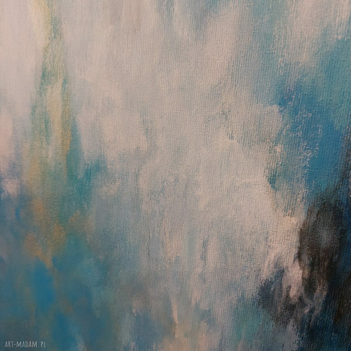 Abstrakcja ze złotem - obraz akrylowy 60x60 cm ręcznie malowany