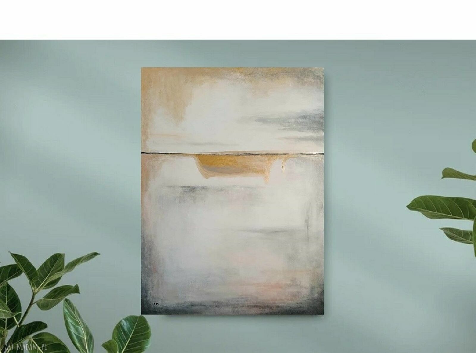 Abstrakcja ze złotem i różem - obraz akrylowy 80x60 cm na płótnie