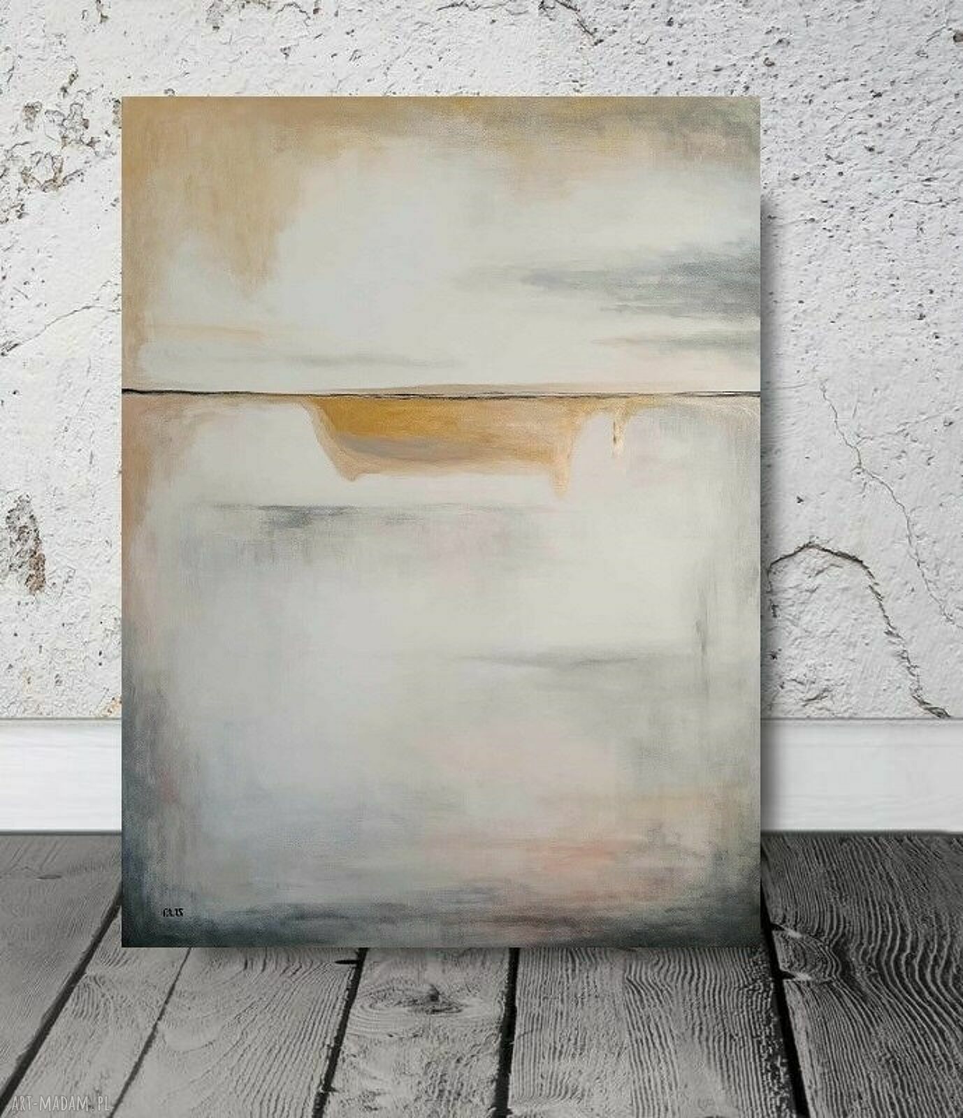 Abstrakcja ze złotem i różem - obraz akrylowy 80x60 cm na płótnie