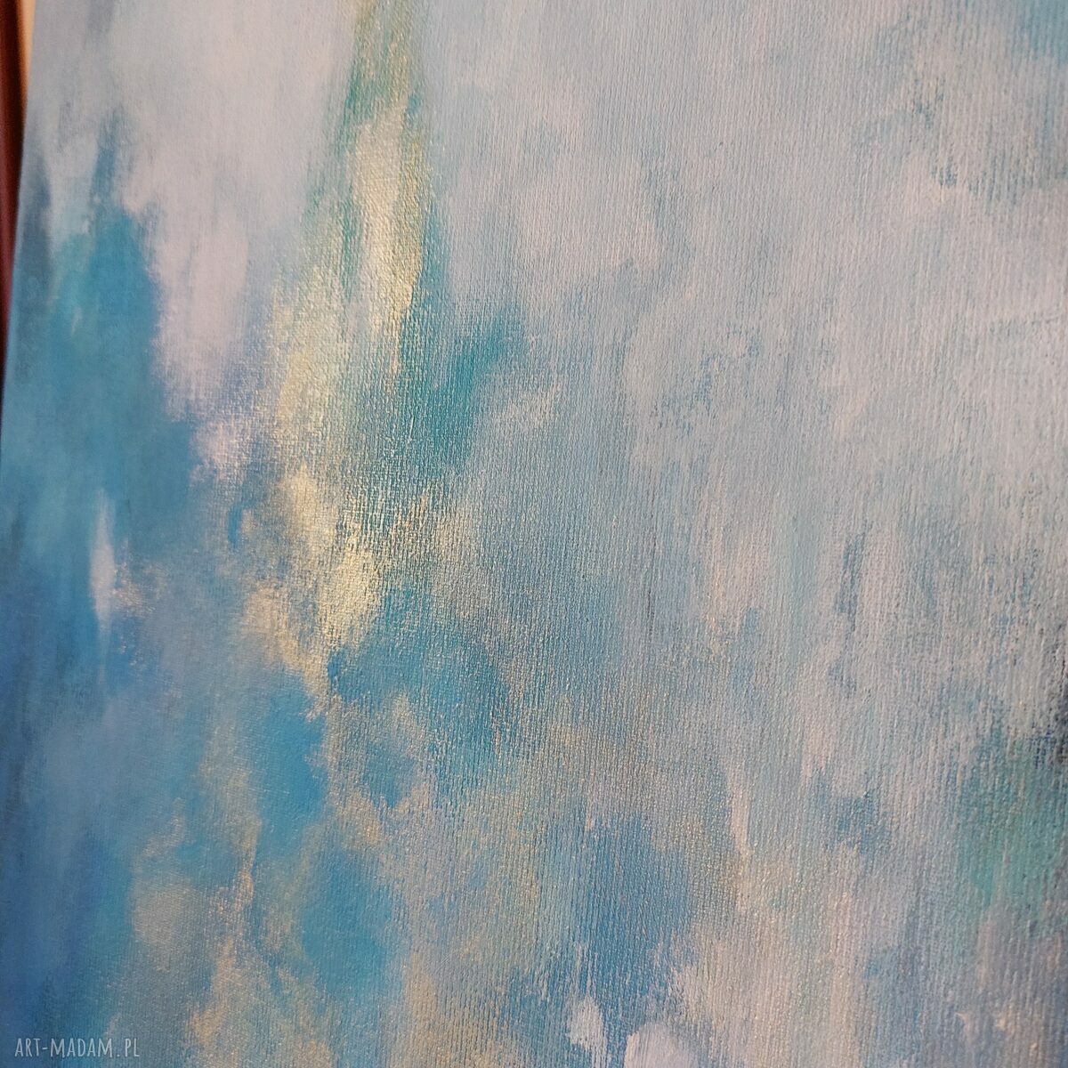 Abstrakcja ze złotem - obraz akrylowy 60x60 cm ręcznie malowany
