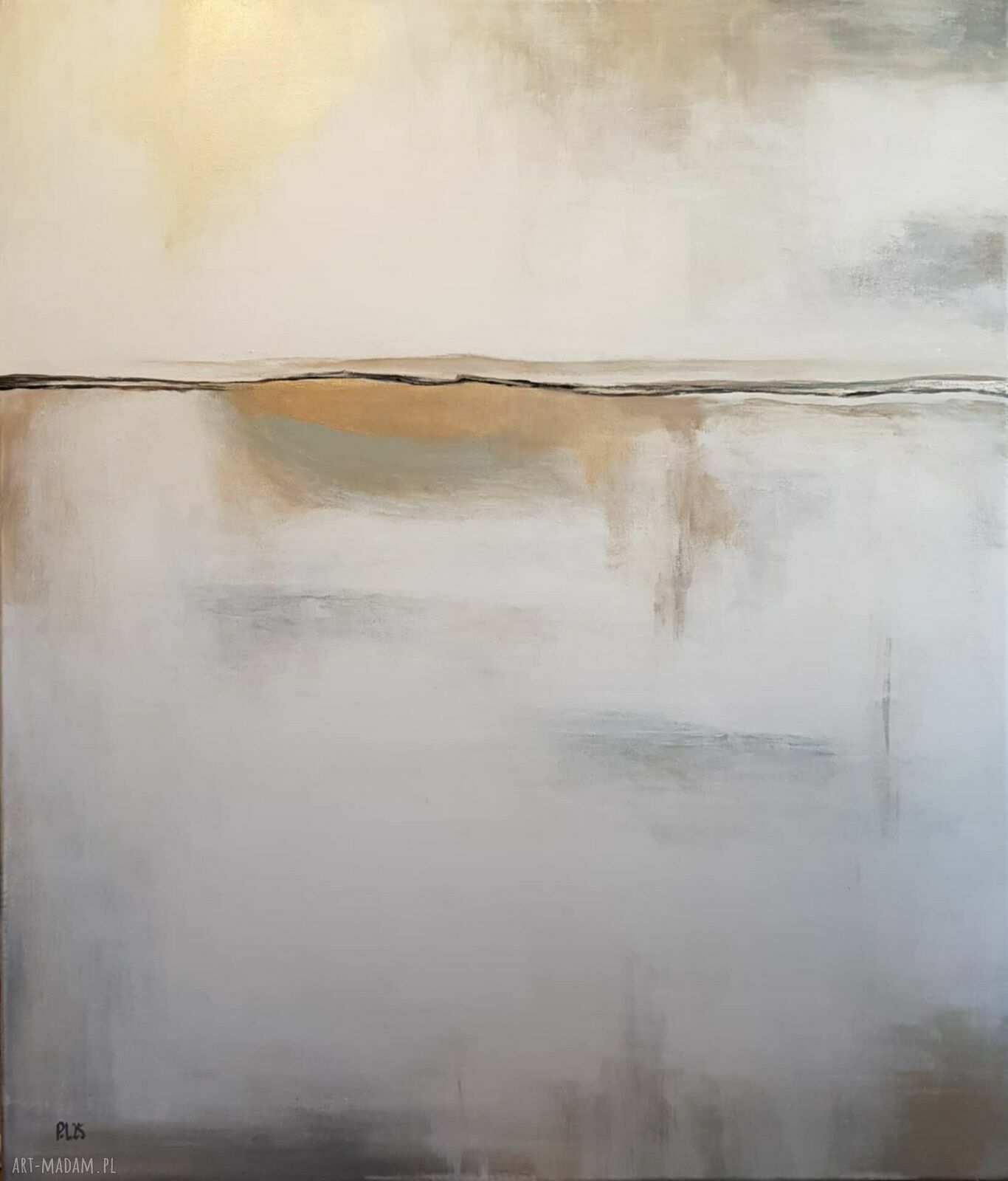Abstrakcja ze złotem - ręcznie malowany obraz akrylowy 70x60 cm na płótnie