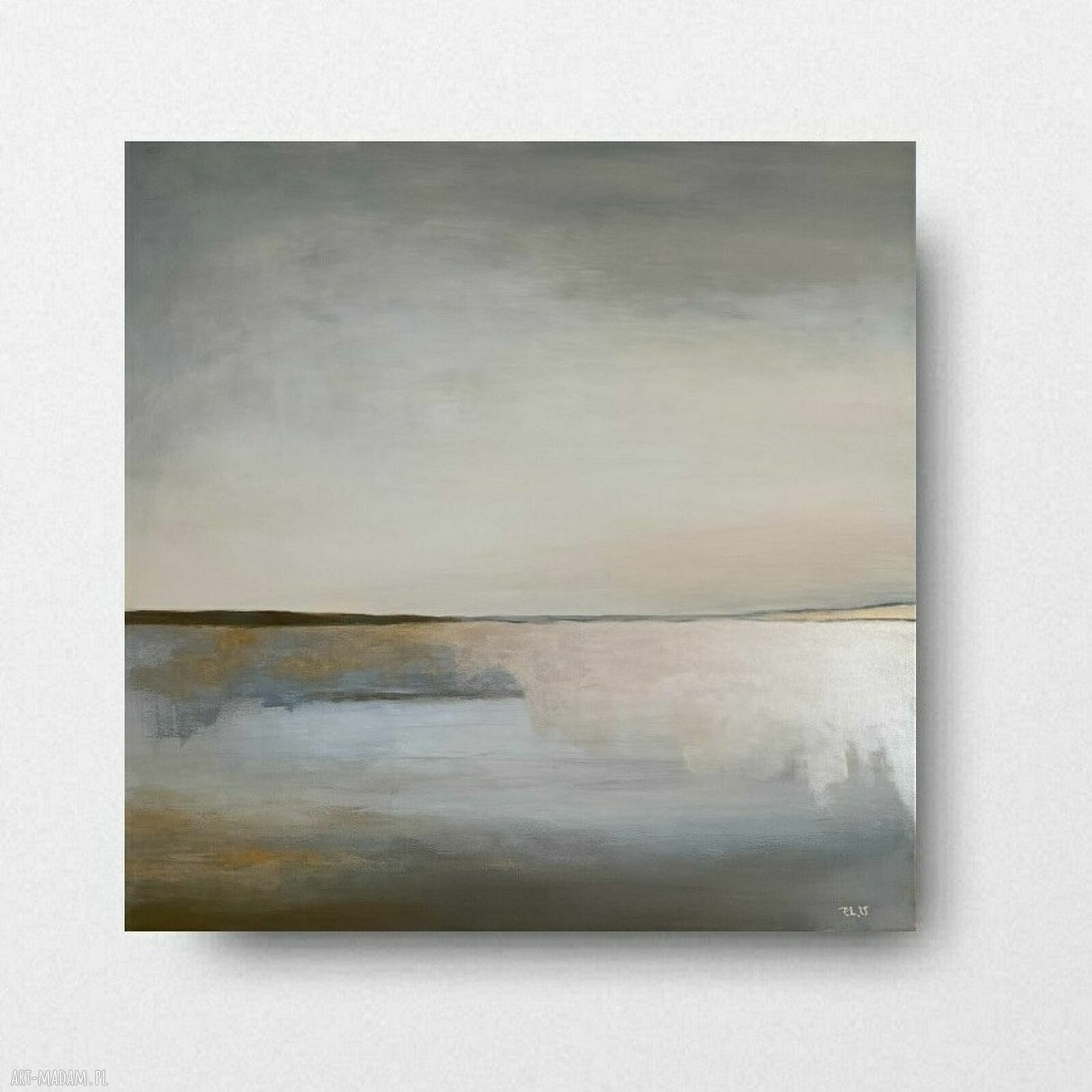 Abstrakcja ze złotem - obraz akrylowy 60x60 cm kwadrat, gotowy do zawieszenia