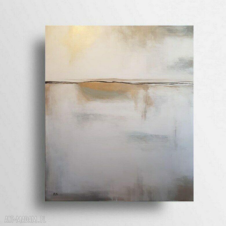 Abstrakcja ze złotem - ręcznie malowany obraz akrylowy 70x60 cm na płótnie