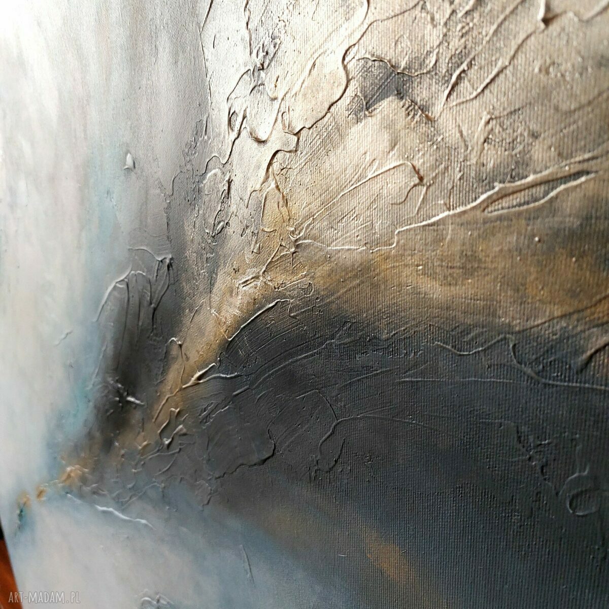 Abstrakcja ze złotem - obraz akrylowy 90x90 cm na płótnie