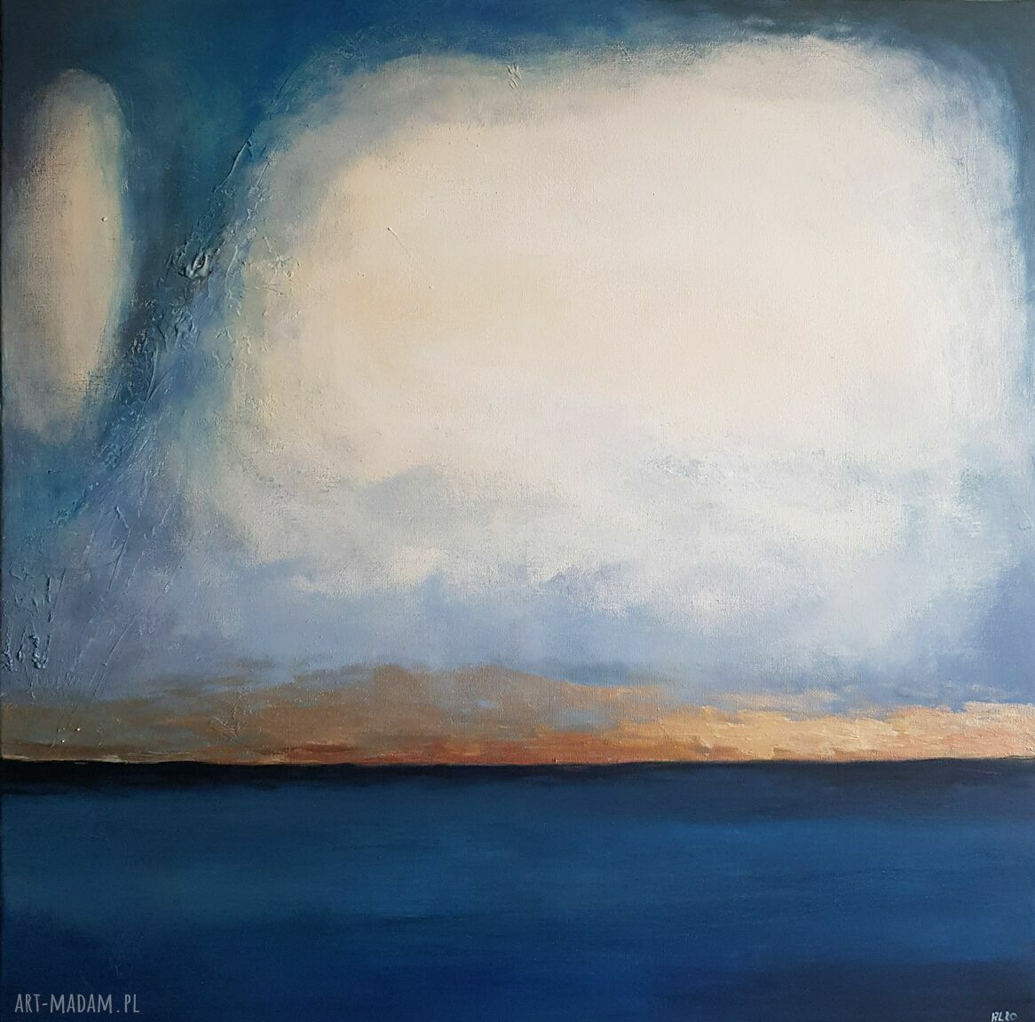 Abstrakcja ze złotem - ręcznie malowany obraz akrylowy 60x60 (bez ramy)