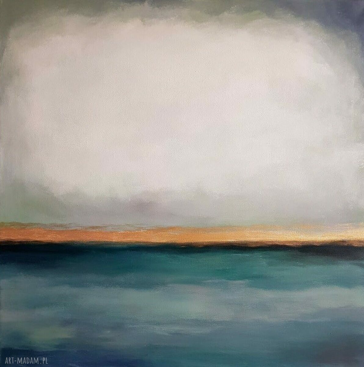 Abstrakcja ze złotem - obraz akrylowy 60x60 cm na płótnie (gotowy do powieszenia)