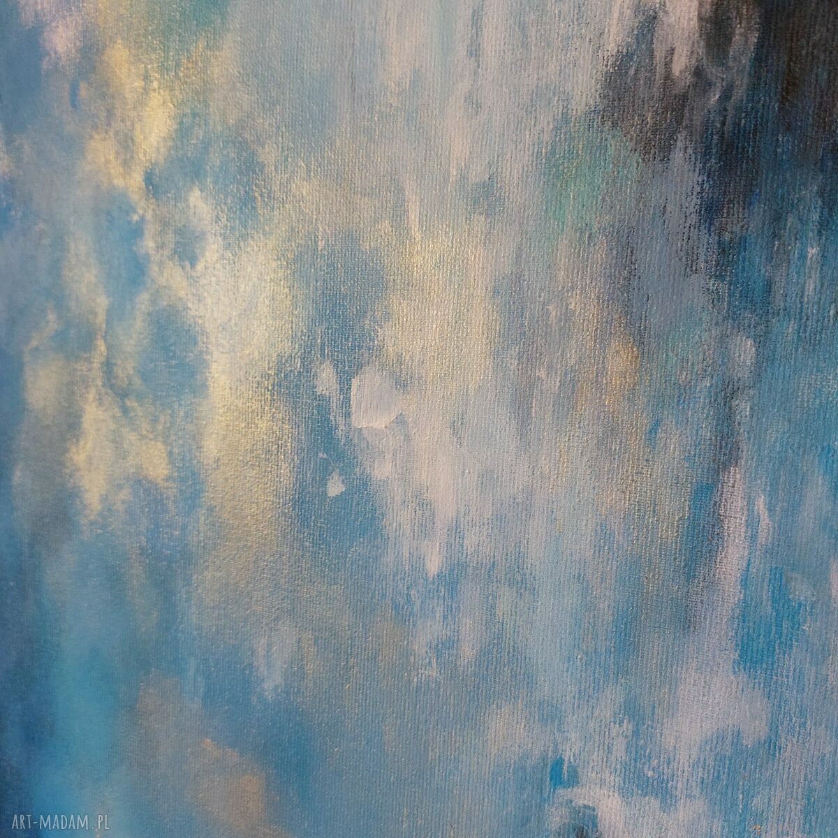 Abstrakcja ze złotem - obraz akrylowy 60x60 cm ręcznie malowany