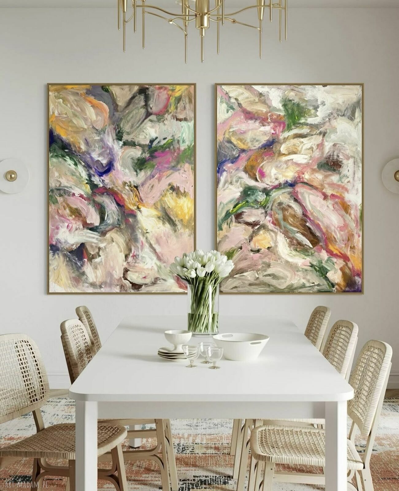 Abstrakcyjny zestaw obrazów 100x70 cm do salonu