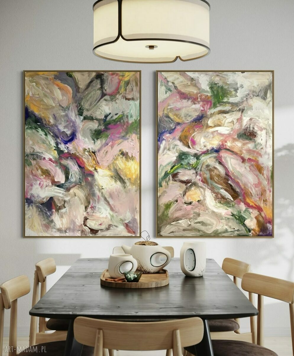 Abstrakcyjny zestaw obrazów 100x70 cm do salonu