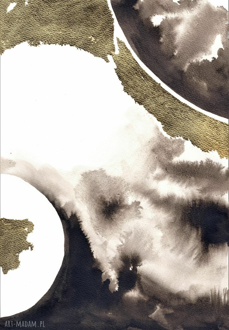 Abstrakcja - zestaw złoconych grafik 3 x 30 x 21 cm (tryptyk)