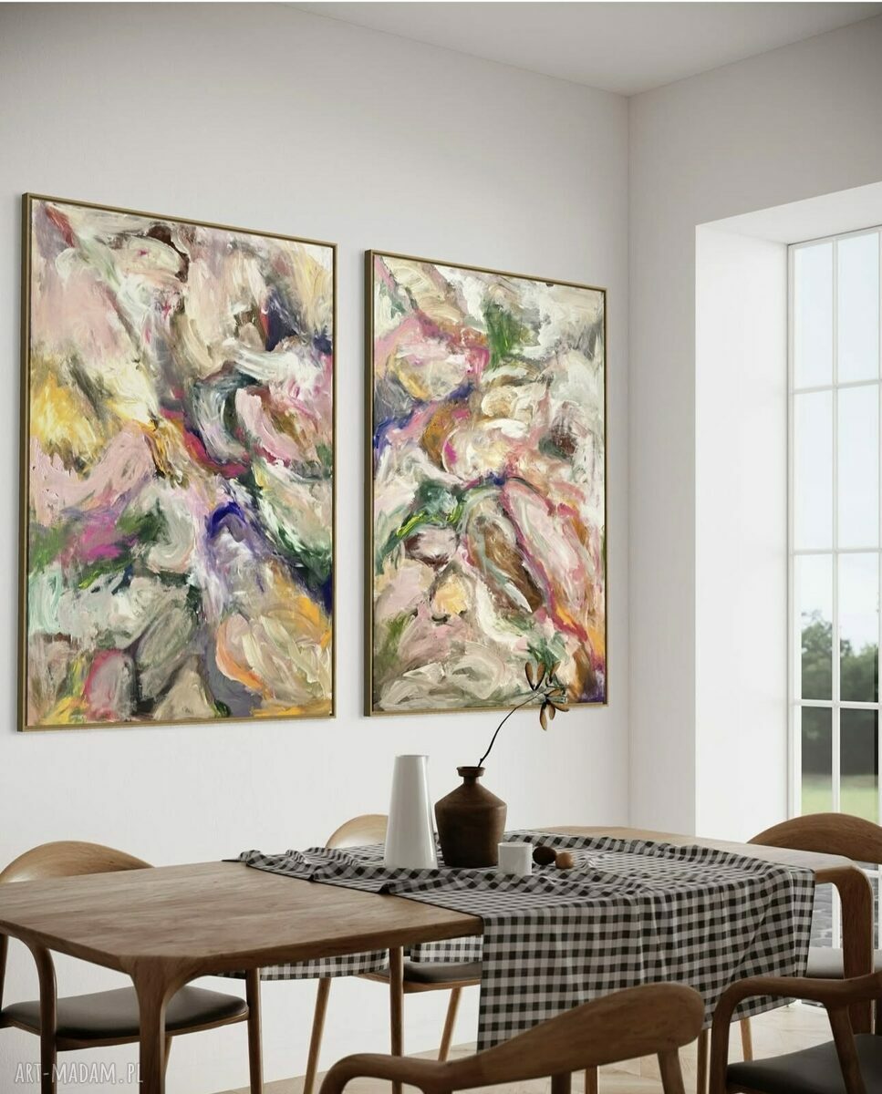 Abstrakcyjny zestaw obrazów 100x70 cm do salonu