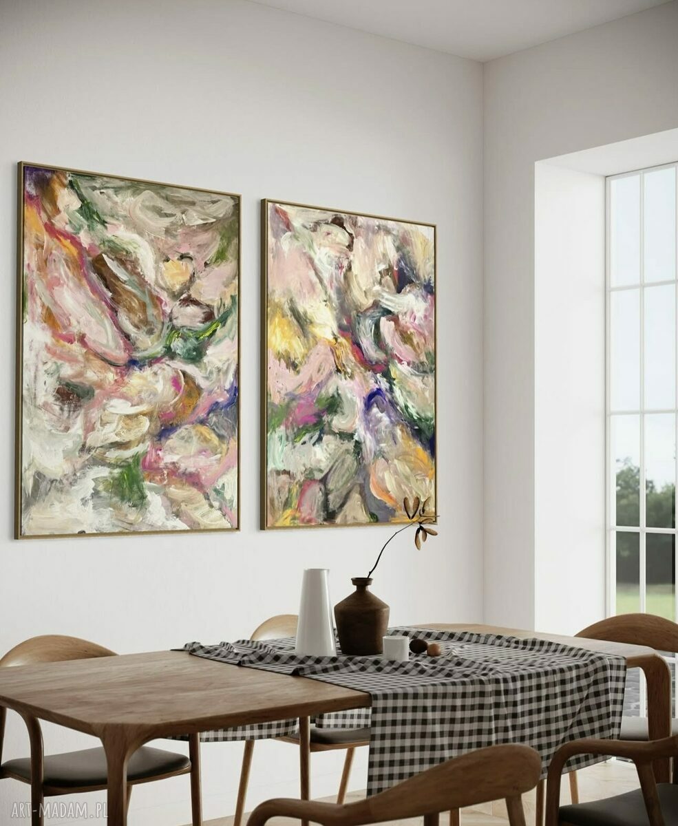Abstrakcyjny zestaw obrazów 100x70 cm do salonu