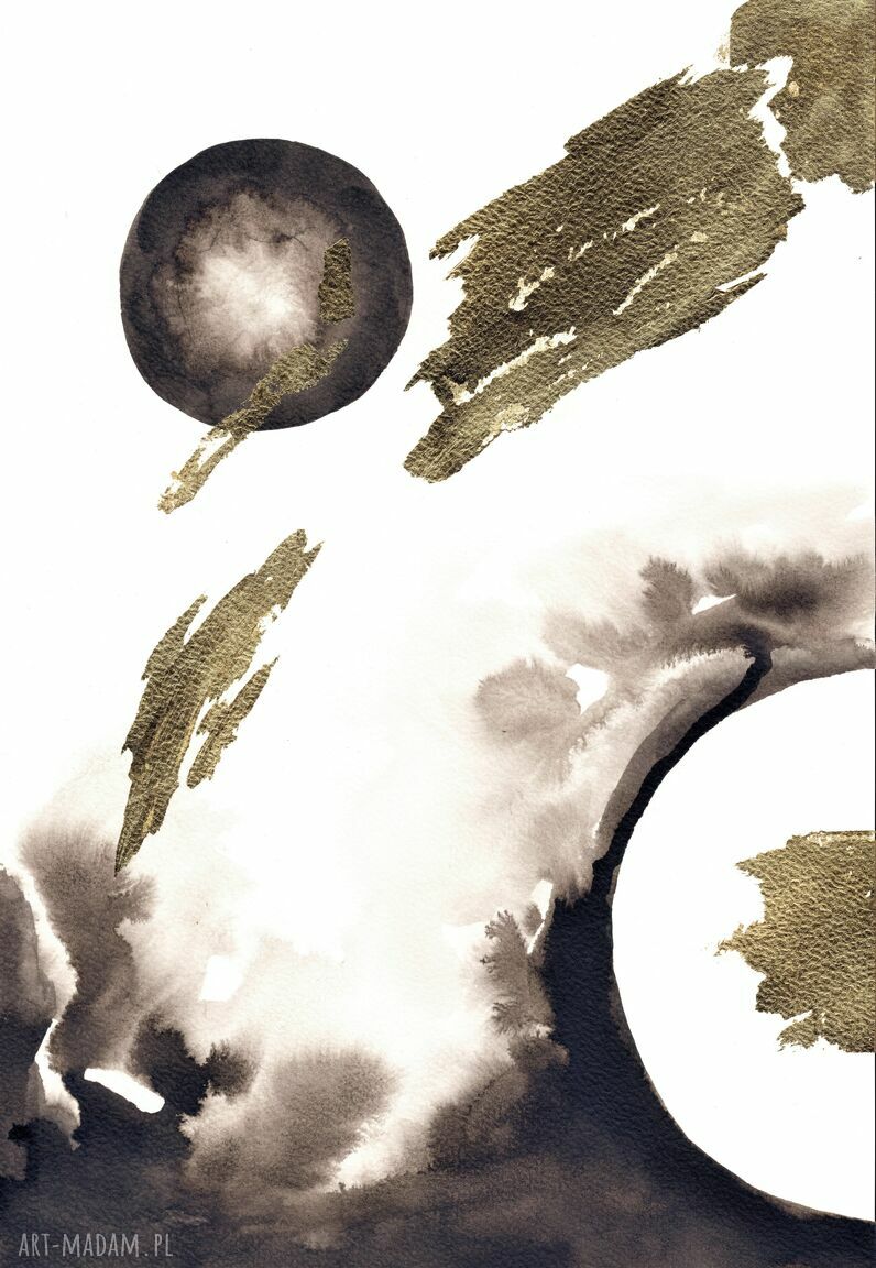 Abstrakcja - zestaw złoconych grafik 3 x 30 x 21 cm (tryptyk)