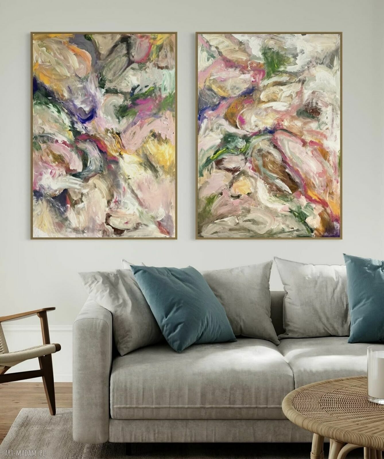 Abstrakcyjny zestaw obrazów 100x70 cm do salonu