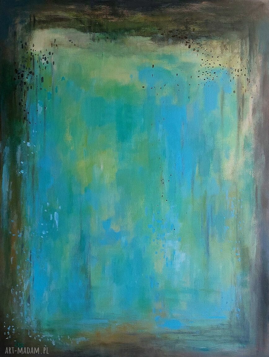 Abstrakcja zielono-brązowa - obraz akrylowy 60/80 cm