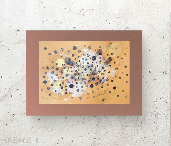 Abstrakcja złoto-beżowa i brązowa - grafika na ścianę 30x40, malowana ręcznie