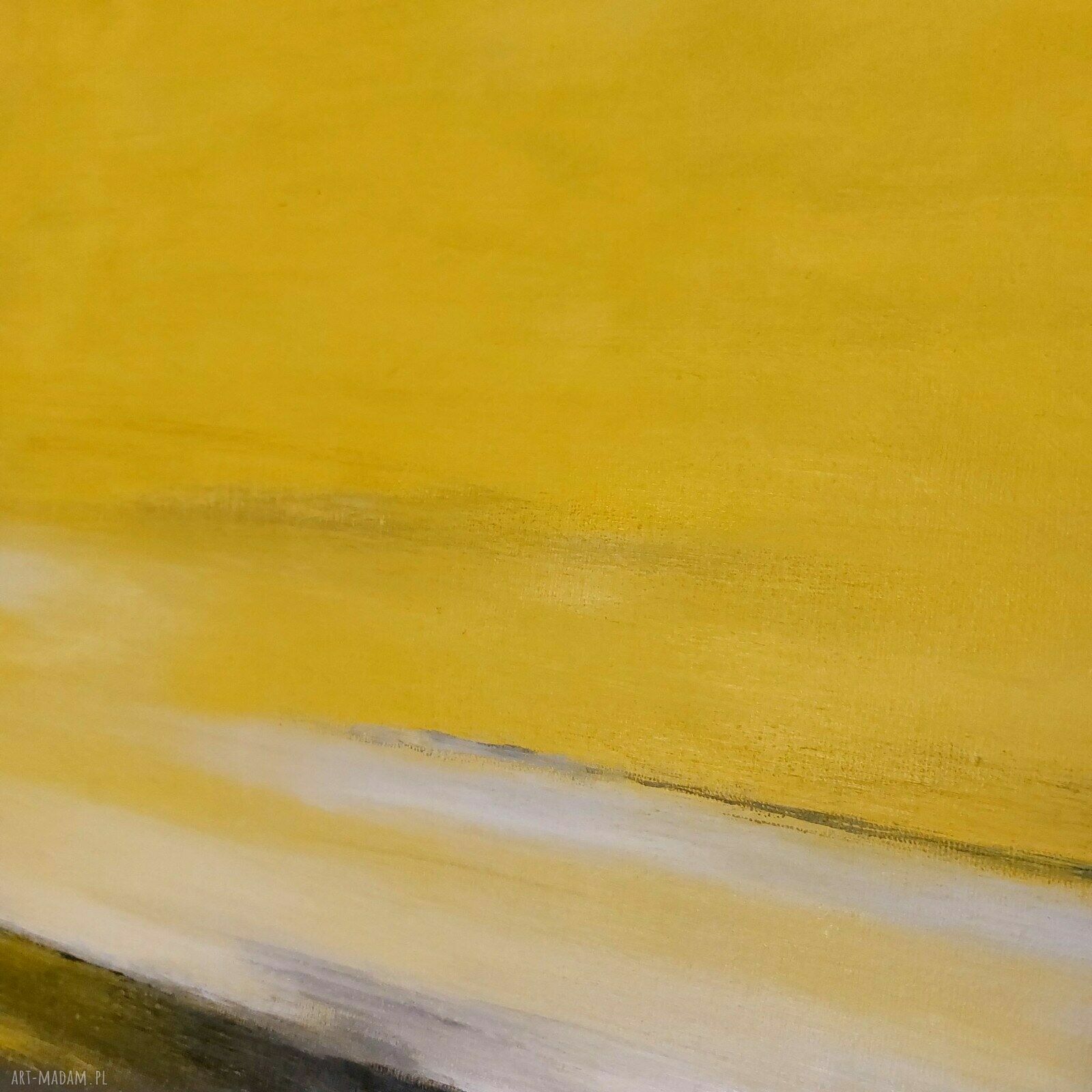 Żółto-szary obraz akrylowy na płótnie 60 x 50 cm