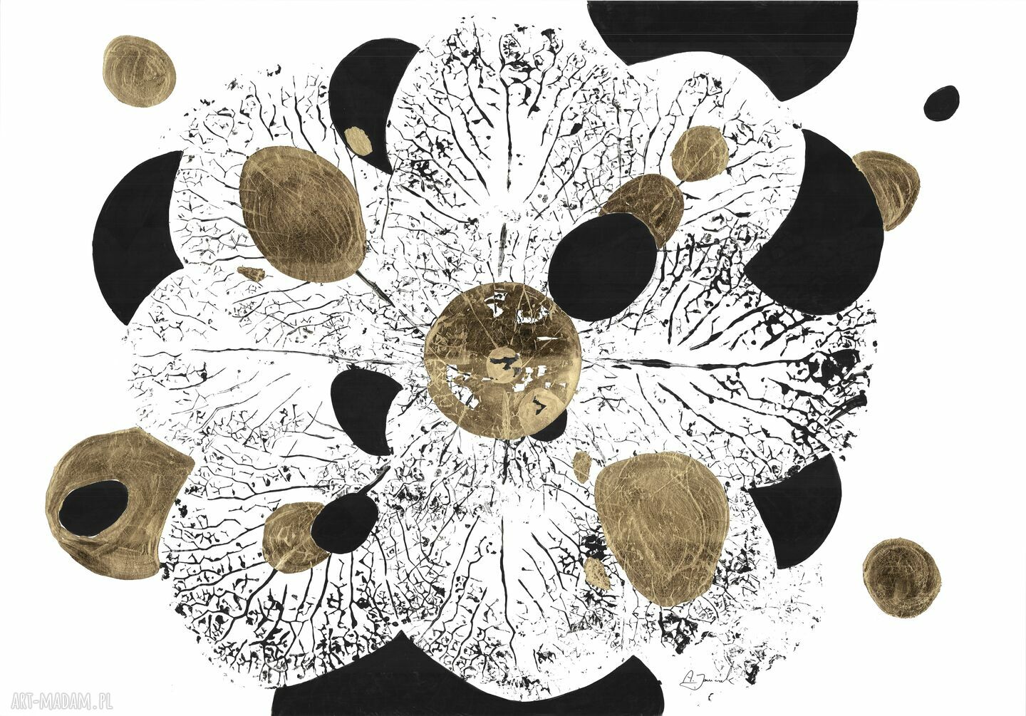 Abstrakcje Natury „Mandala” 70x100 cm - obraz malowany i złocony ręcznie (pojedynczy egzemplarz)