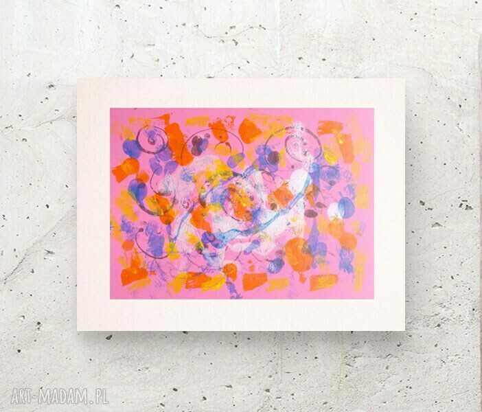 Abstrakcyjna grafika boho - ręcznie malowana dekoracja do domu 30x40 cm