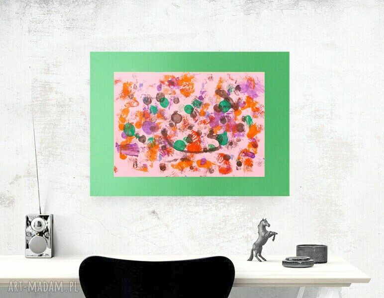 Abstrakcyjna grafika malowana ręcznie 30x40 cm do jadalni - nowoczesna dekoracja bez ramy