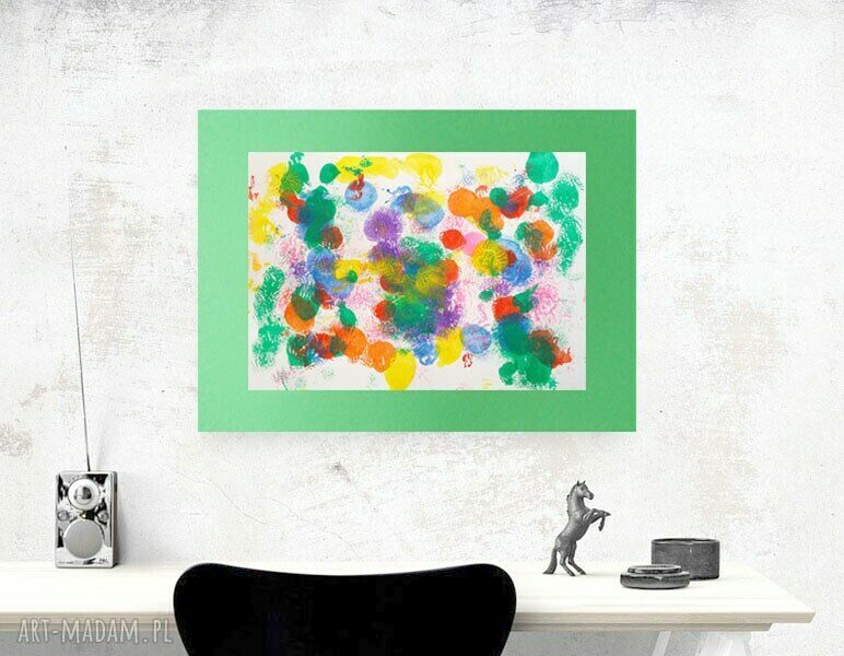Abstrakcyjna dekoracja kolorowa - grafika ręcznie robiona 30x40 cm