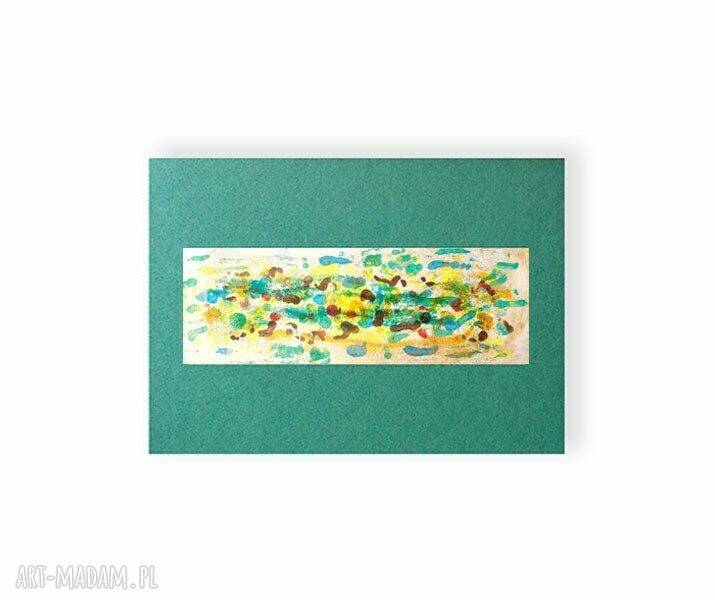 Abstrakcyjna grafika ręcznie malowana 30x40 cm ze złotymi akcentami