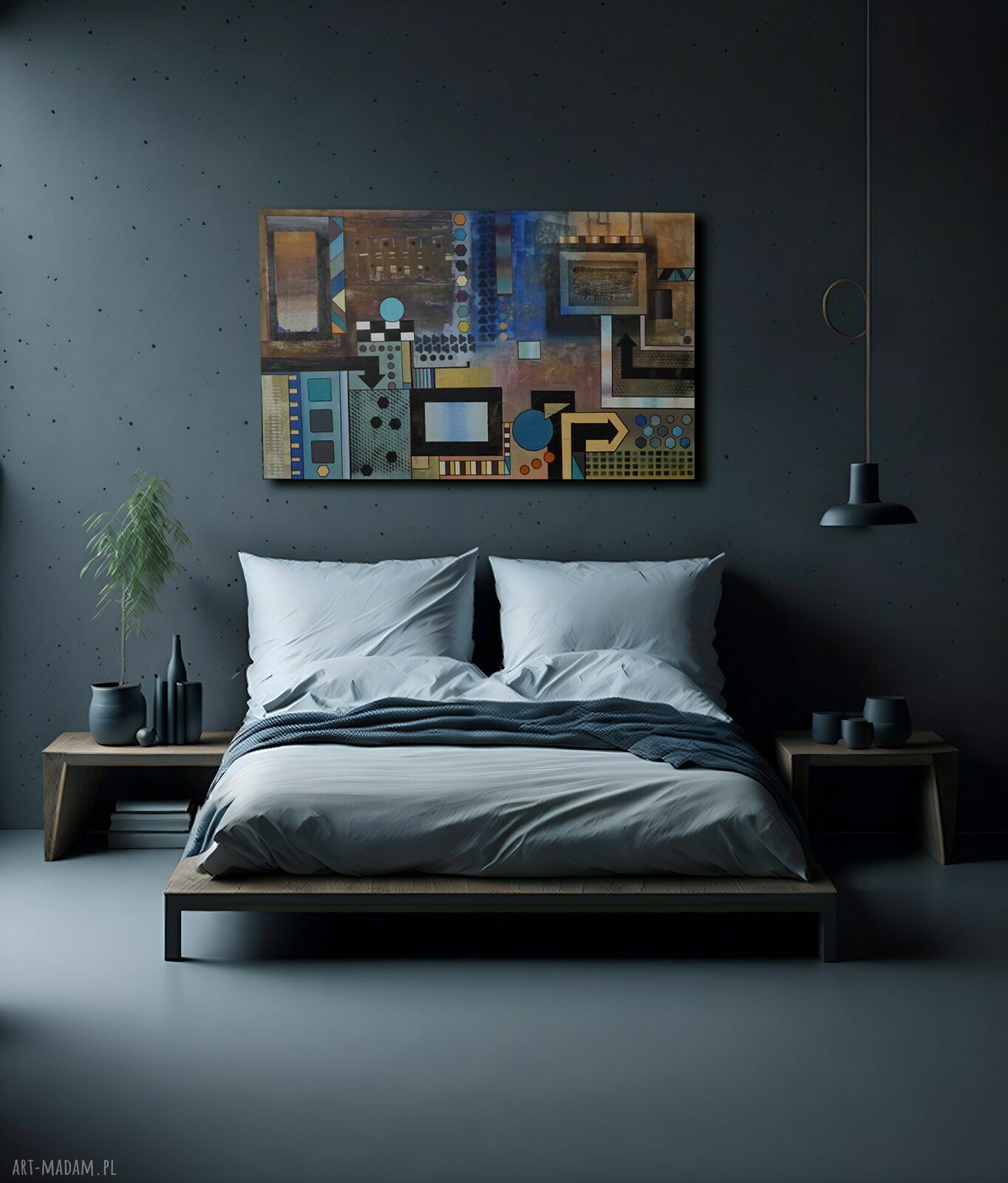 Obraz "Geometria abstrakcyjna 6" - mixed media 120x80 cm, pion lub poziom