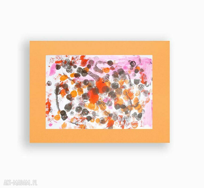 Abstrakcyjna grafika w ciepłych kolorach do loftu 30x40 cm